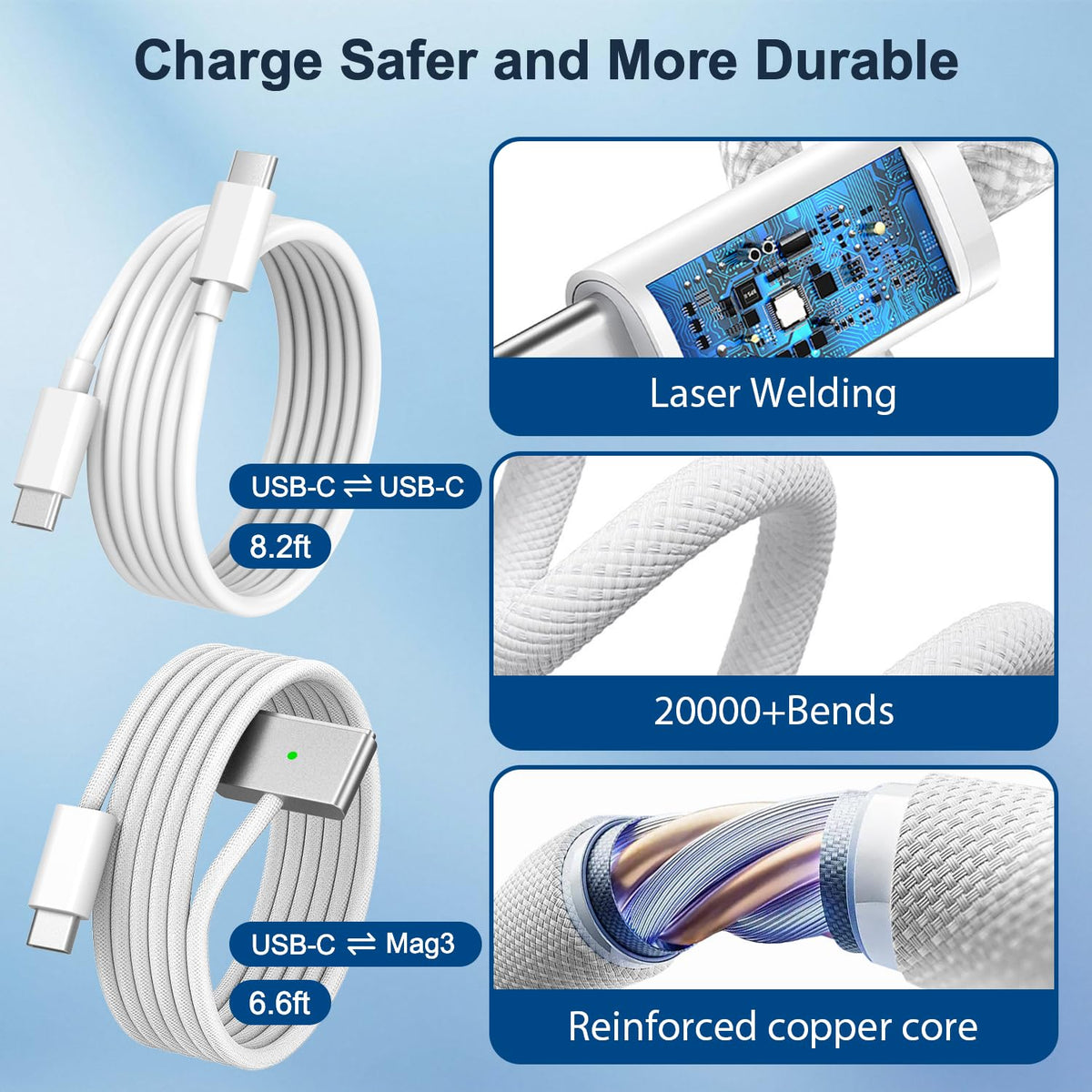 YKEJCLD braided Magnetic 3 cable with LED indicator demonstrating charging status