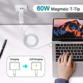 YKEJCLD 60W charger supports 11-inch and 13-inch MacBook models from 2012 to 2017.