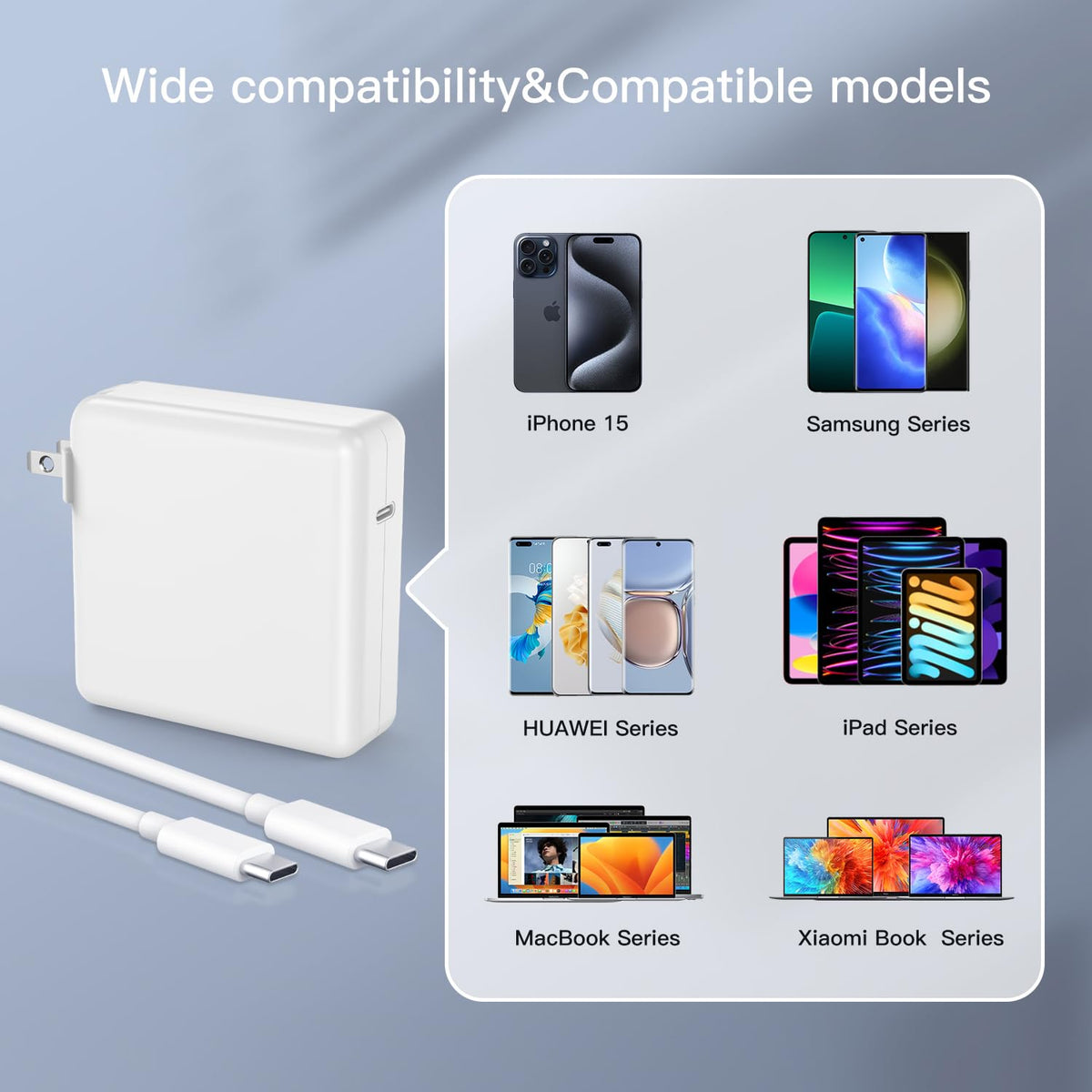 YKEJCLD included 6.6ft USB-C cable for flexible desk placement