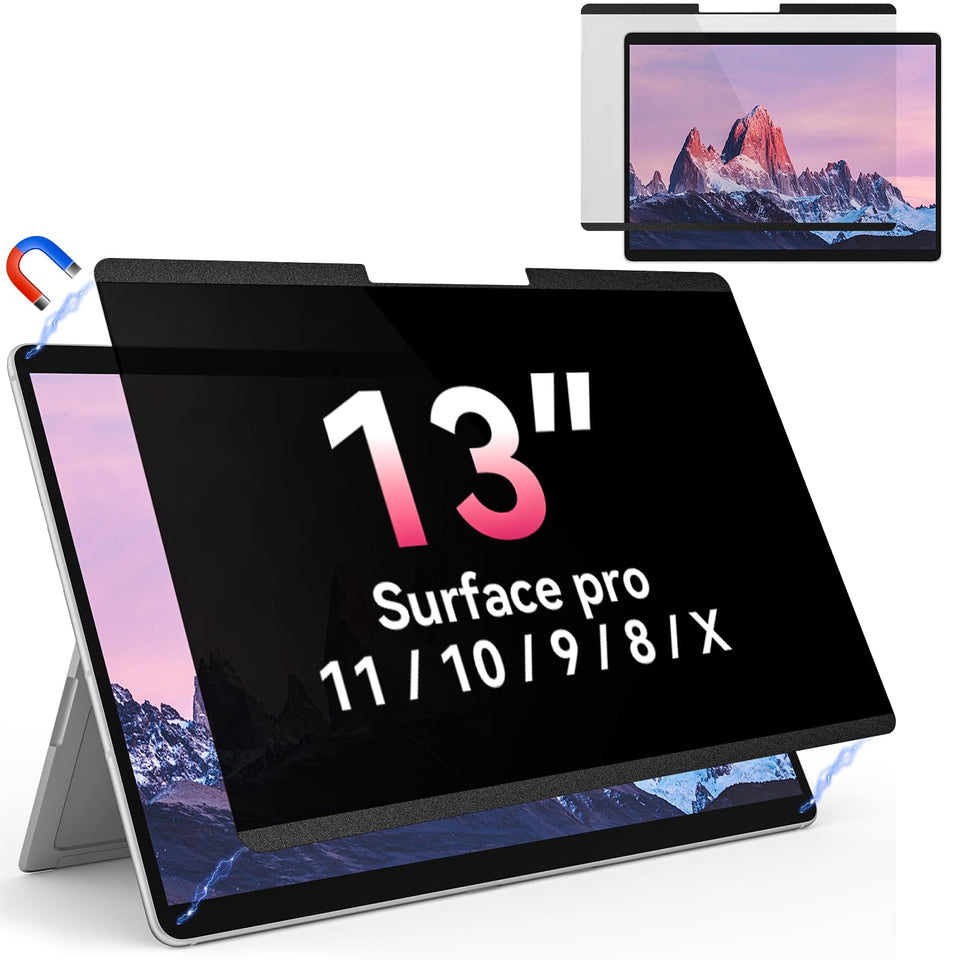 yklssm front packaging showing protector on Surface Pro, emphasizes secure fit