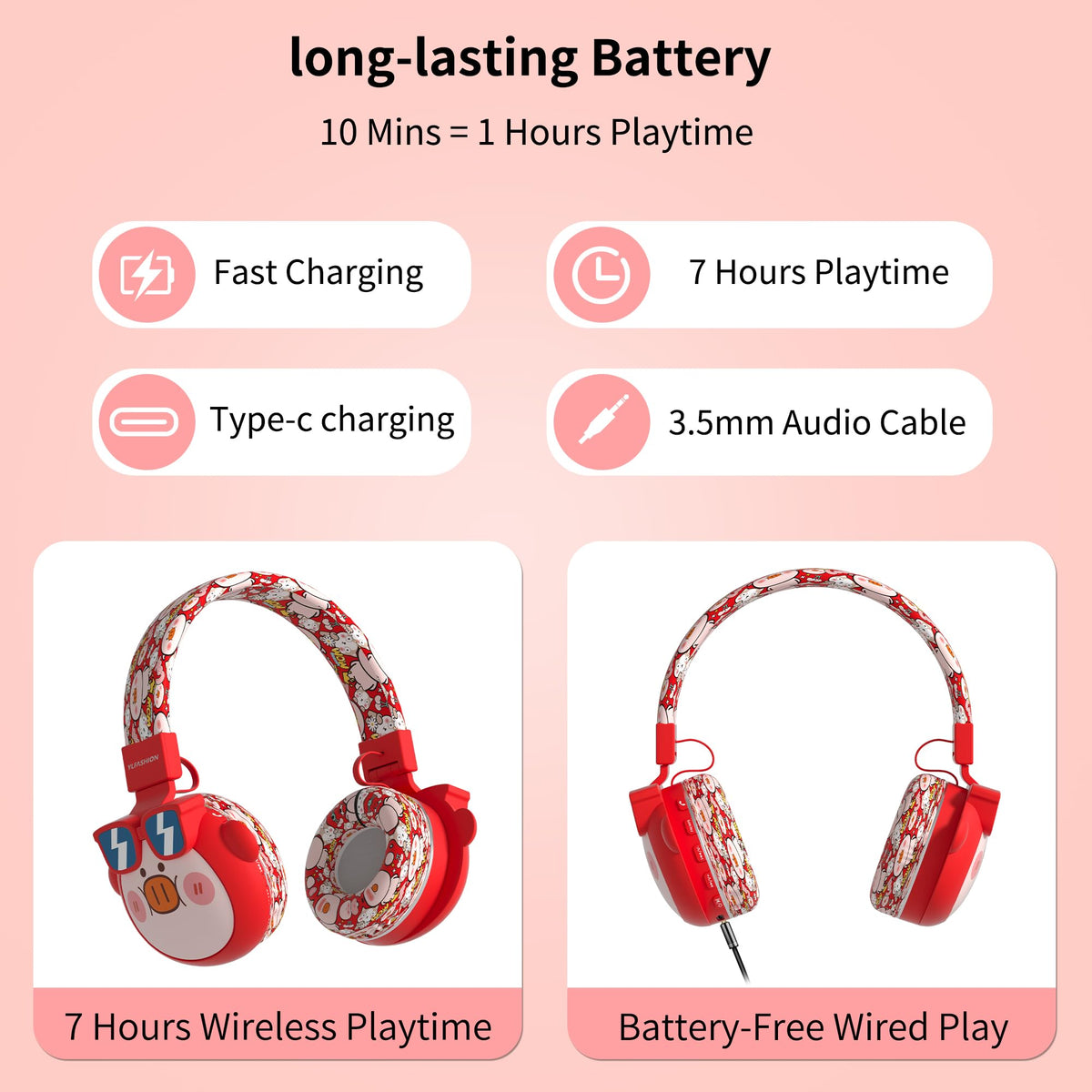 YLFASHION Beerus connected with 3.5mm cable, ensures uninterrupted listening