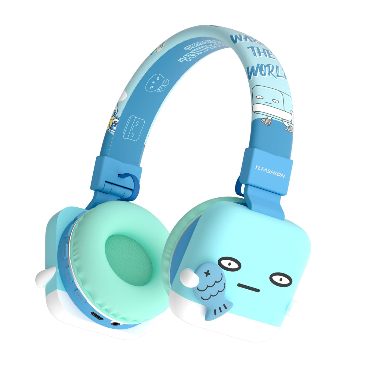 YLFASHION Icarer Kids Headphones blue foldable design for school and travel