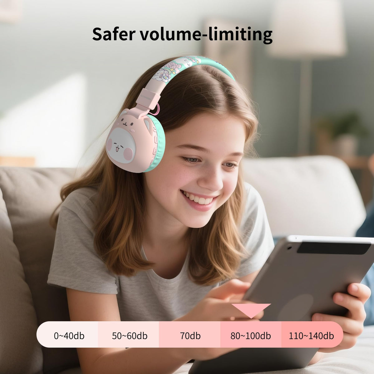 YLFASHION Icarer kids headphones Bluetooth 5.4 for stable connections during online classes.