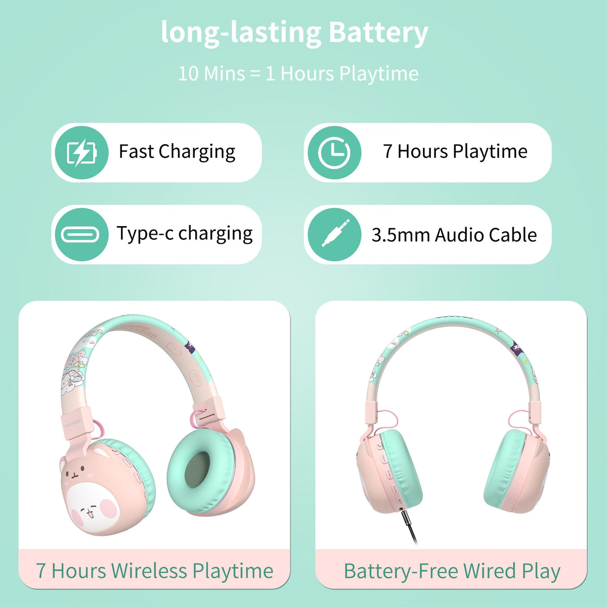 YLFASHION Icarer kids headphones foldable design for easy backpack storage.