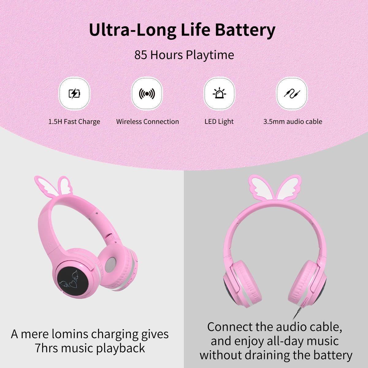 YLFASHION Bluetooth 5.0 headphones with built in mic for calls