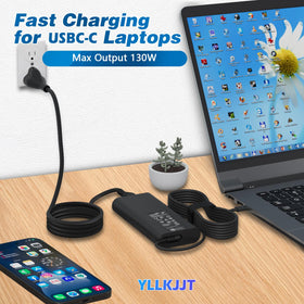 YLLKJJT 130W USB-C charger, XPS 15 model in view, reliable power on the go