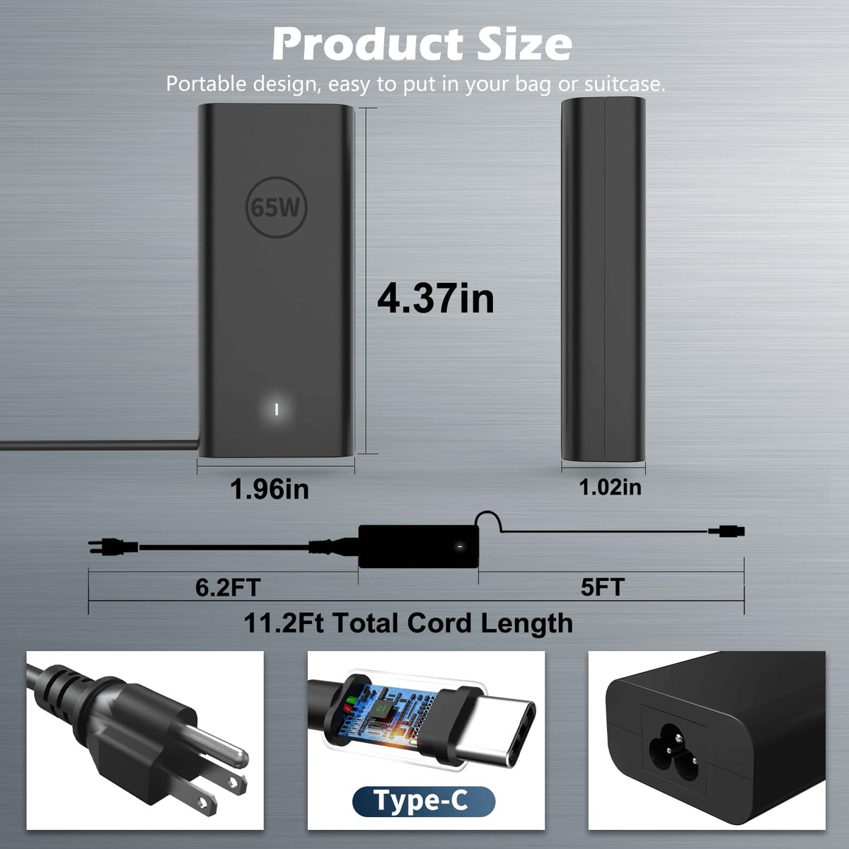 YLLKJJT USB-C laptop charger for Dell 14 Plus 2-in-1, versatile charging.