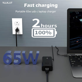 YLLKJJT 65W USB-C charger for Dell XPS 13 Plus, fast on-desk charging.