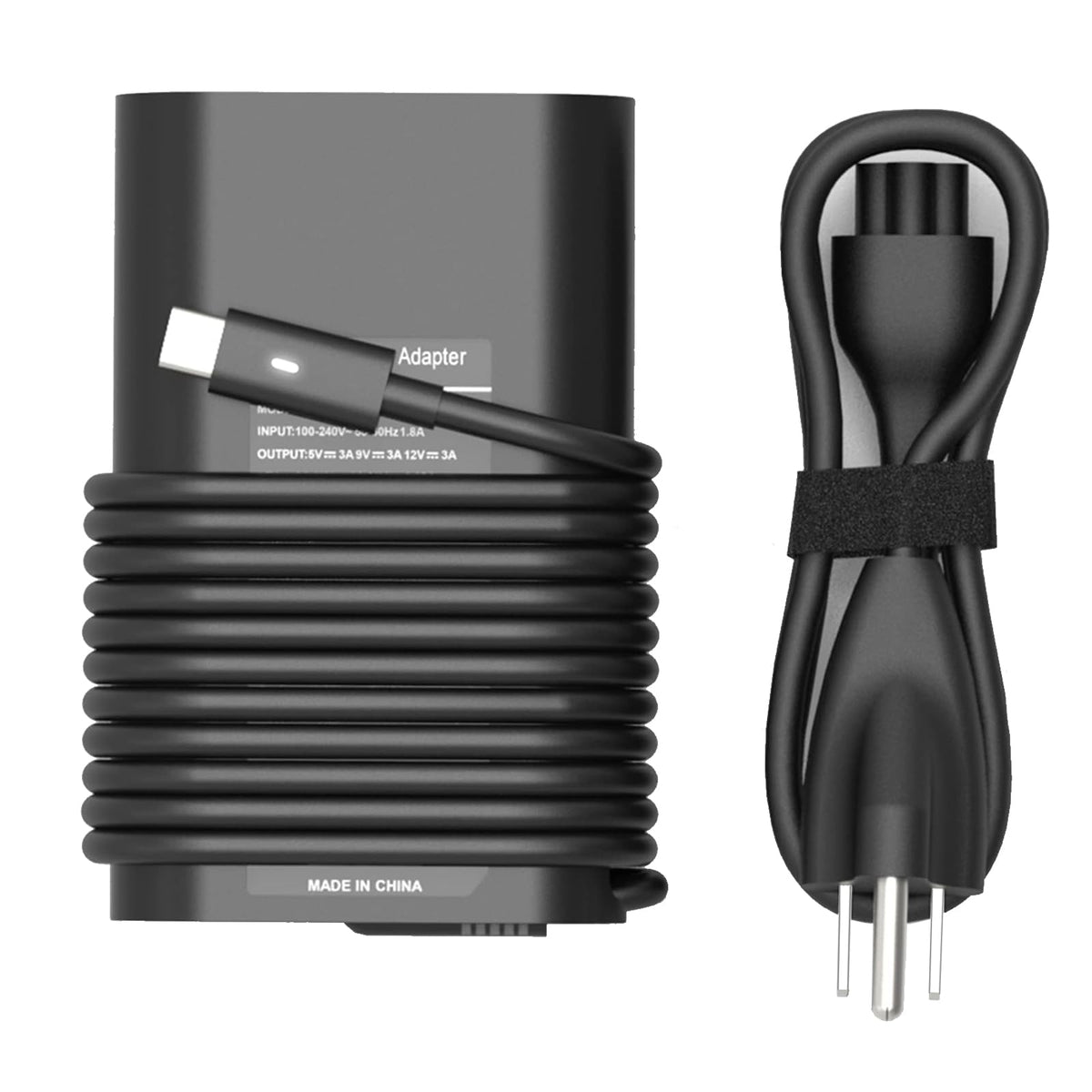YLLKJJT 65W USB-C charger for Dell Latitude front view highlights compact design.