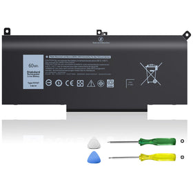 Ymawetia 60Wh F3YGT battery front view for Dell Latitude, ready for long sessions.