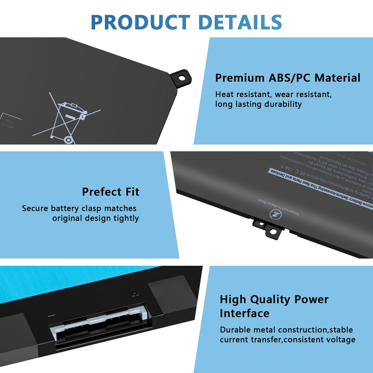 Ymawetia 60Wh F3YGT battery side ports show connectors and slim profile.