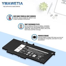 Ymawetia 68Wh GJKNX battery for Dell Latitude 5590 back view and vent design