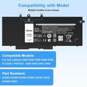 Ymawetia 68Wh GJKNX battery for Dell Precision 3520 front view with connector alignment