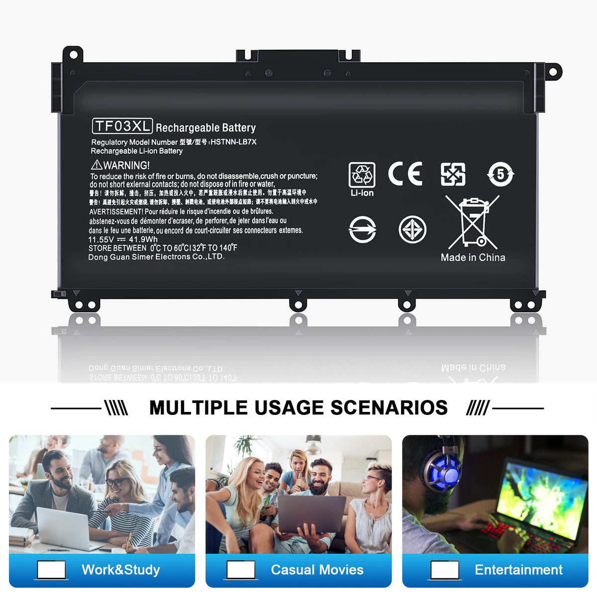 Ymawetia dual-cell Li-ion configuration for efficient power delivery.