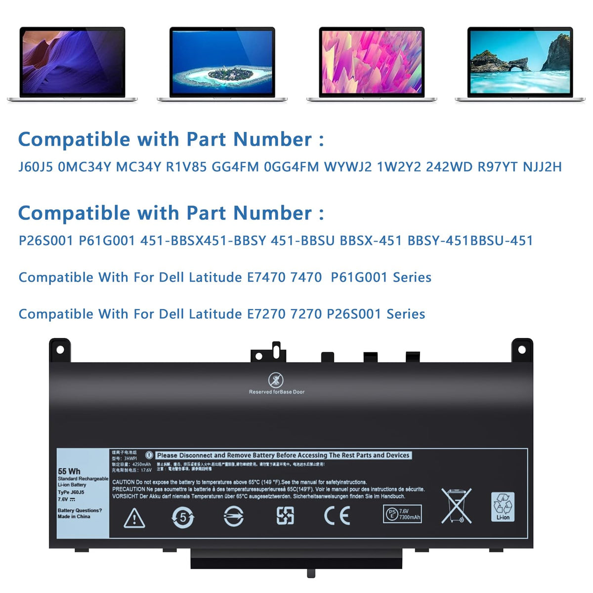 Ymawetia battery installed in a Dell Latitude demonstrating easy replacement