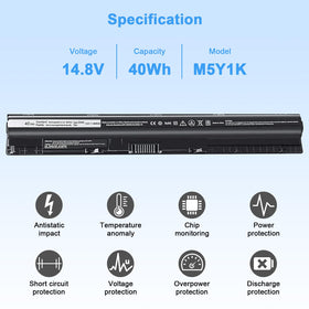 Ymawetia M5Y1K 40Wh battery pack inside highlights compact 4-cell design for portable power.