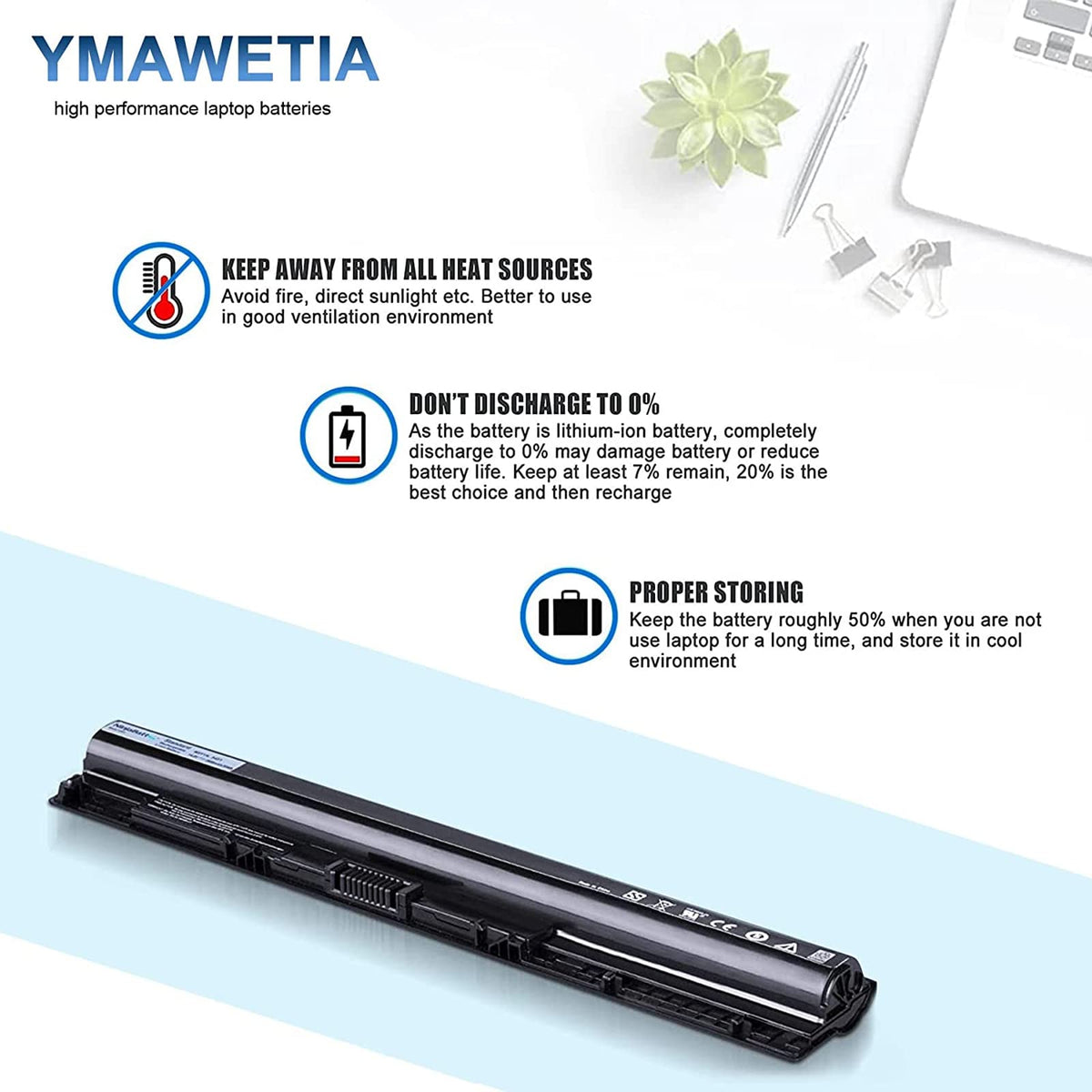 Ymawetia M5Y1K 40Wh battery size dimensions guide for slim laptops.