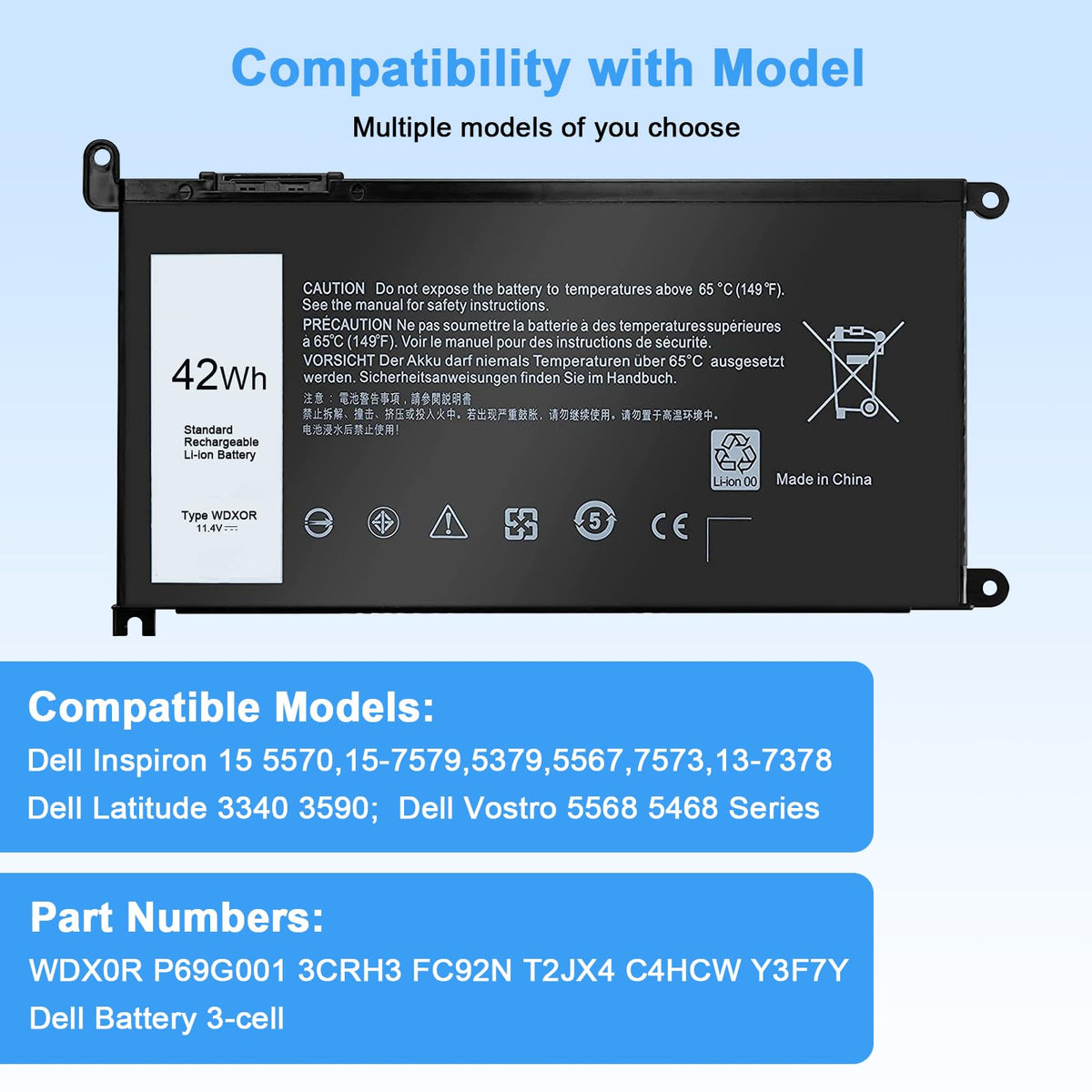Ymawetia WDX0R compatible with Dell Inspiron and Latitude models.