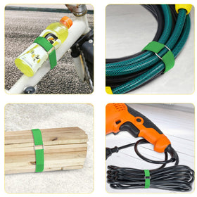 YMCRLUX multi-purpose fasteners securing gear in a garage or workshop.