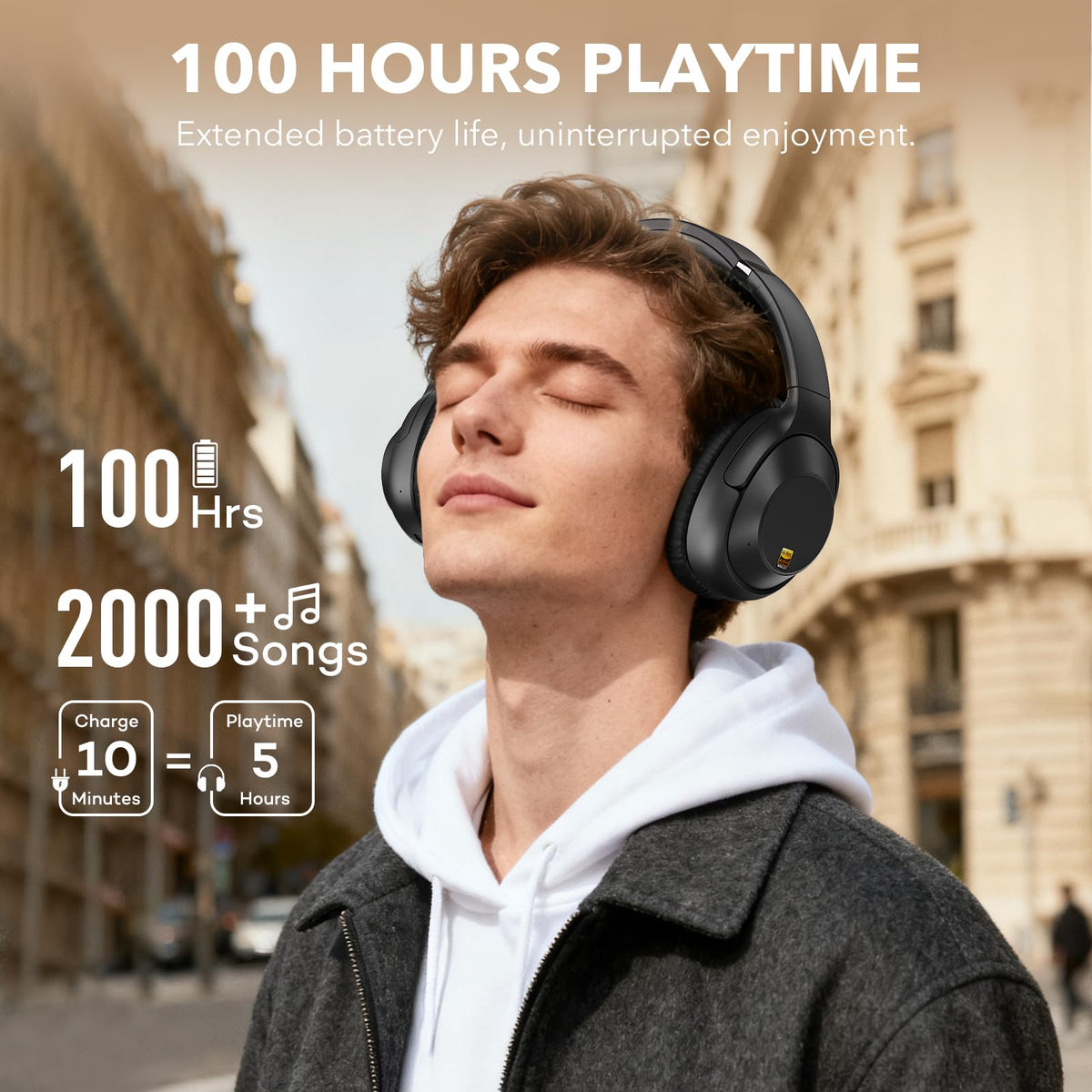 Quick 10-minute charge adds five hours of listening