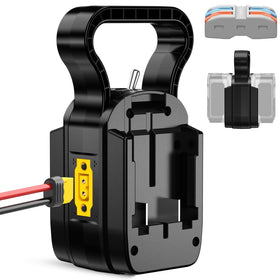 YNDZ battery adapter front view showing dual voltage capability for DIY projects