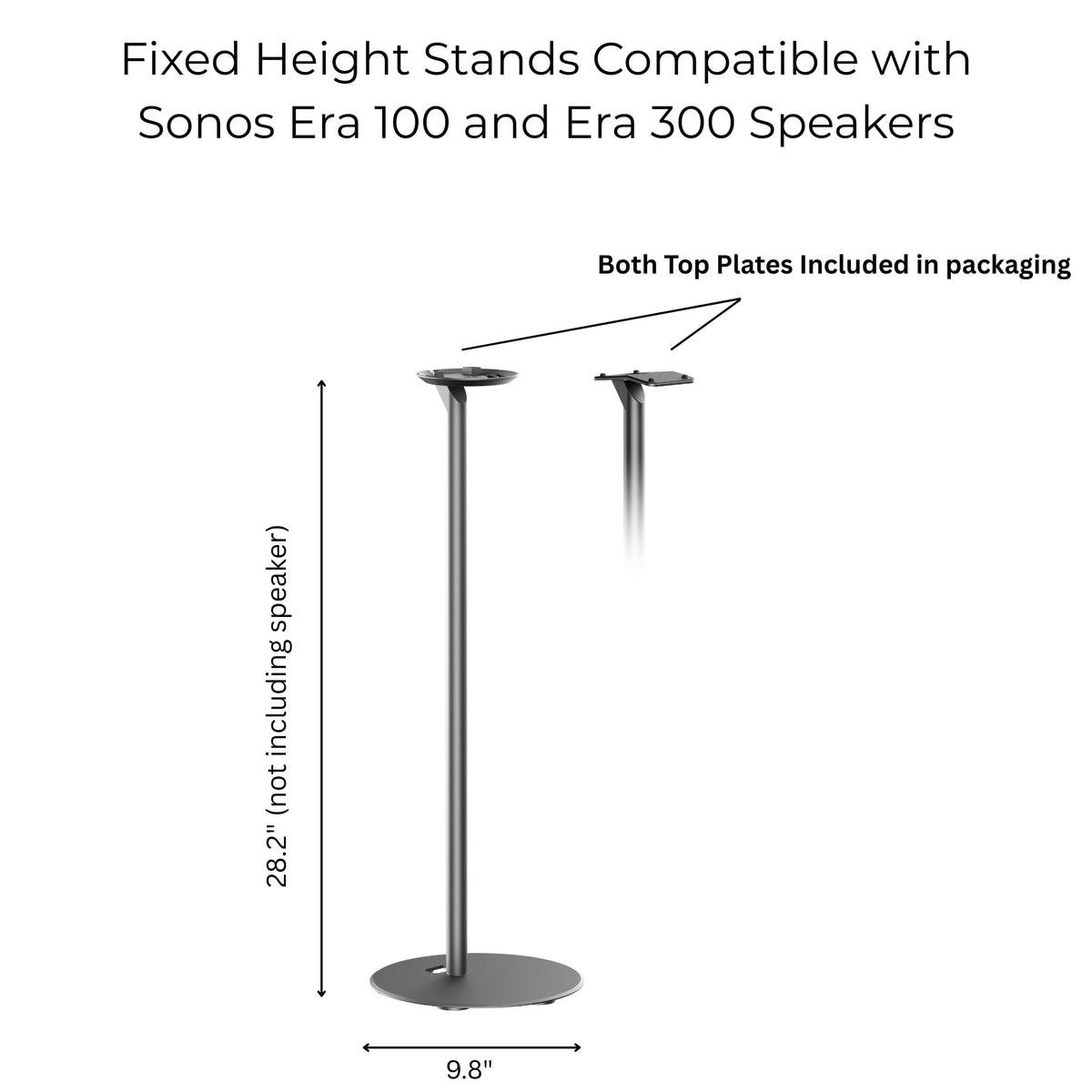 ynVISION.DESIGN fixed-height Era-300 stand, side view, optimized angle for immersive surround sound