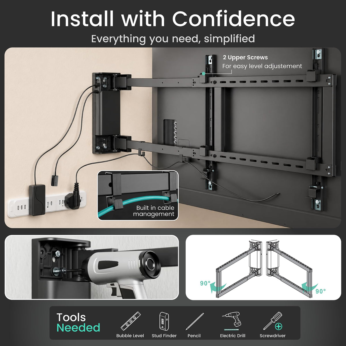 ynVISION.DESIGN robust construction ensures durability and stable TV placement.