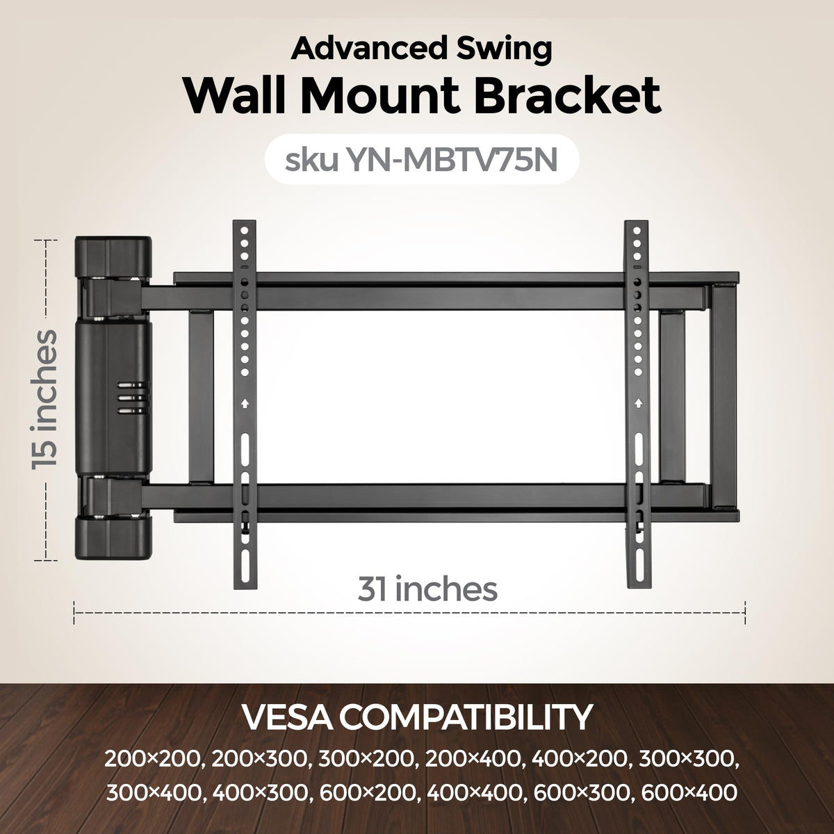 ynVISION.DESIGN Swing Bracket with left-right hinge for flexible mounting.