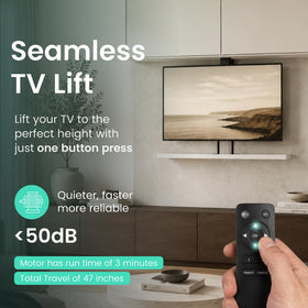 ynVISION.DESIGN TV lift supports 43 to 88 inch TVs for flexible mounting