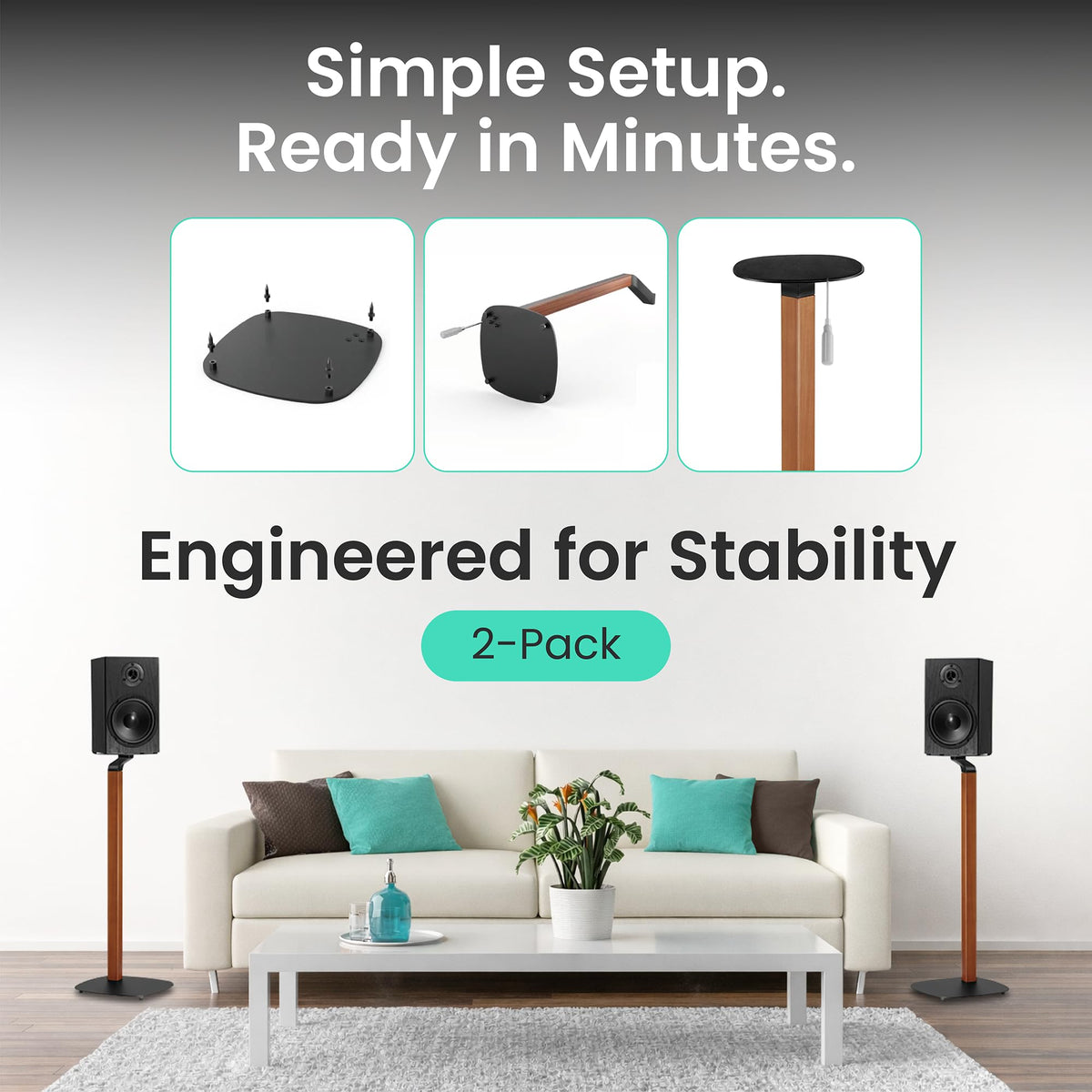 ynVISION.DESIGN Uiniversal foam padding protects speaker surfaces during placement.