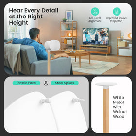 ynVISION.DESIGN universal wood-metal speaker stands base detail shows weighted platform.