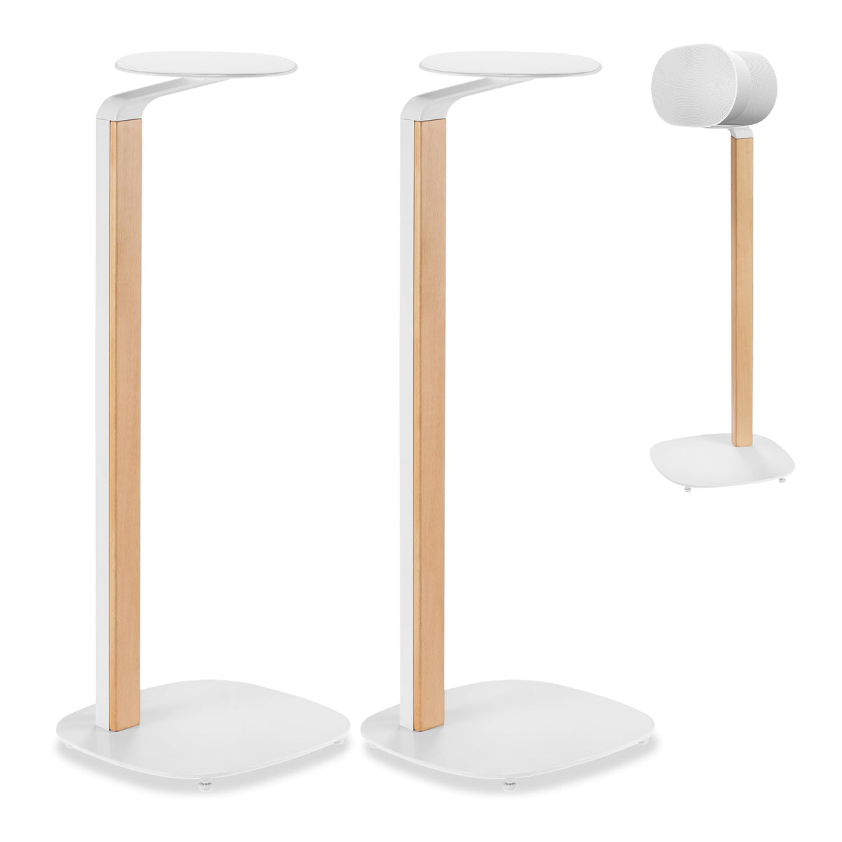 ynVISION.DESIGN universal wood and metal speaker stands base provides stable support and reduced resonance.
