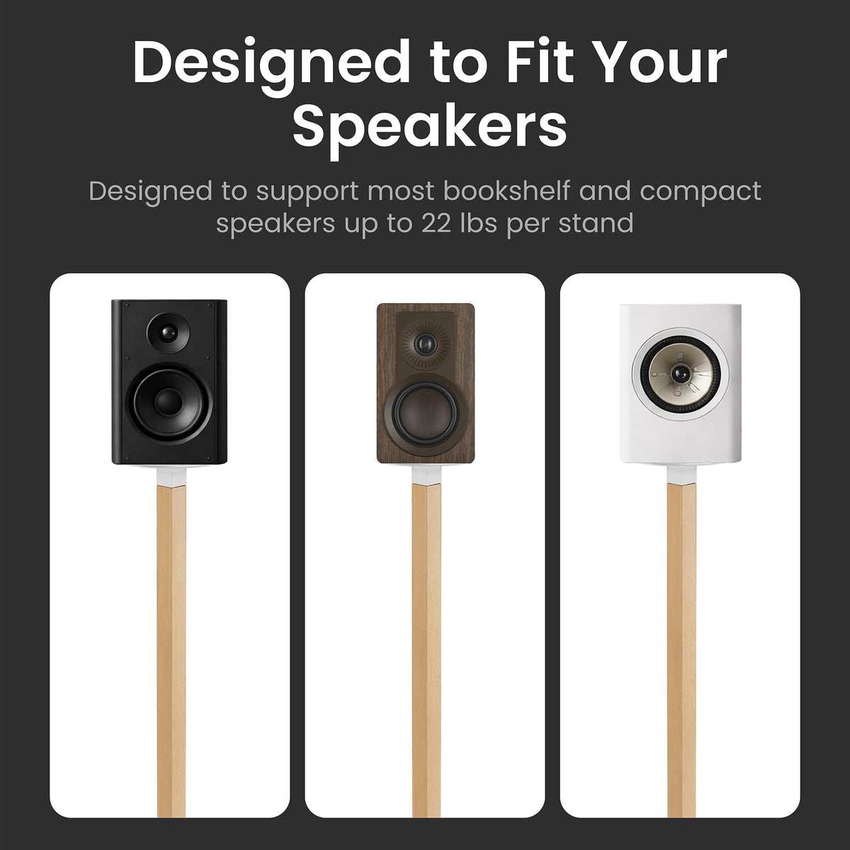 ynVISION.DESIGN universal wood-metal speaker stands top plate with foam padding protects speakers.