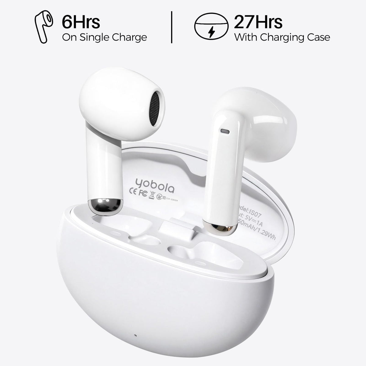Yobola earbuds IPX7 waterproof design withstands sweat and rain.