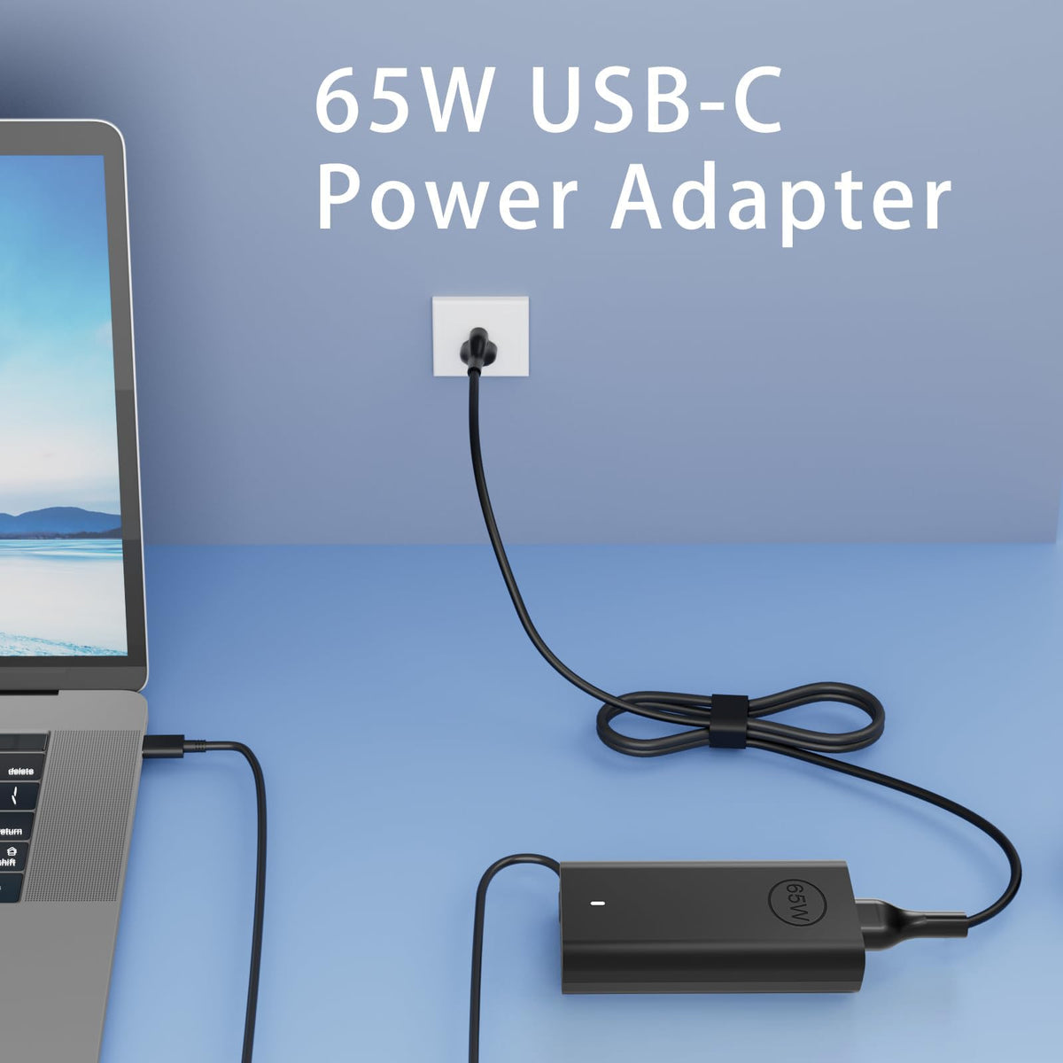 YOBVTBF 65W USB-C charger side profile showing compact form