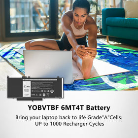 YOBVTBF 6MT4T battery in use on a laptop showcases reliable performance