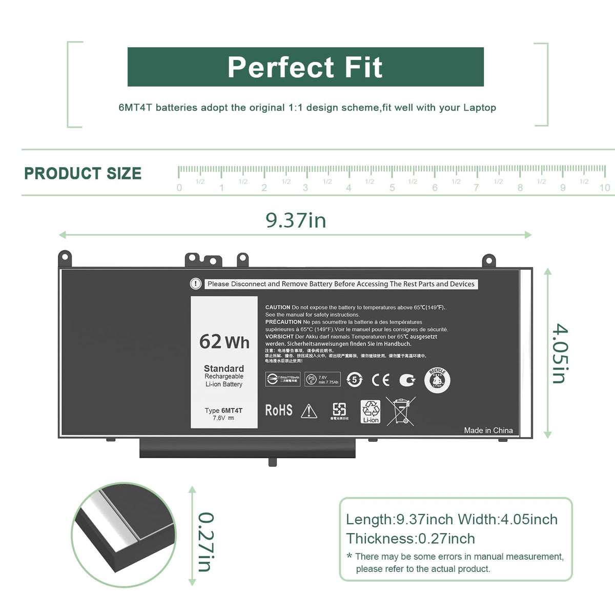YOBVTBF 6MT4T battery compatibility with Latitude 5570 ensures seamless replacement