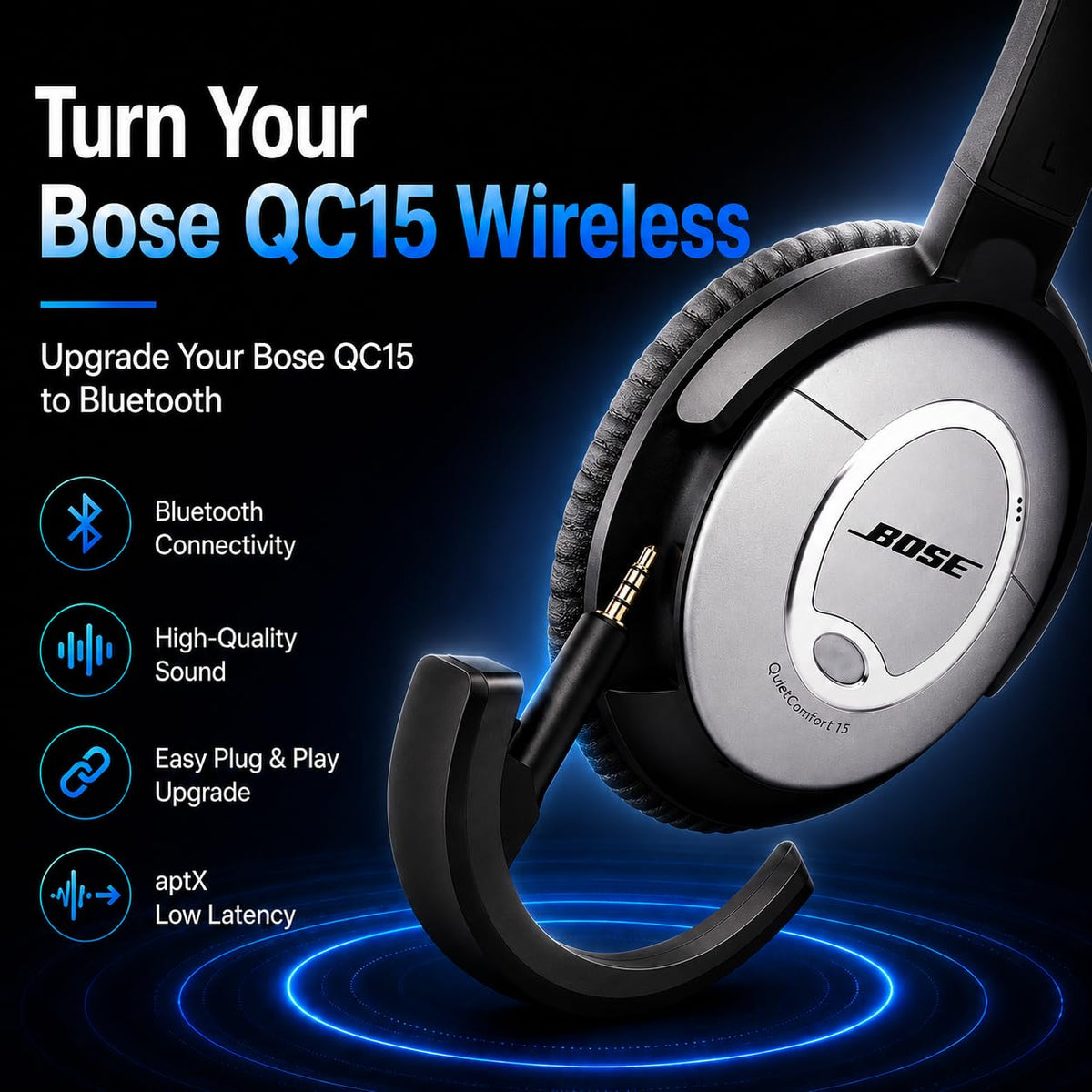 YOCOWOCO QC15 adapter—back view highlights slim portable design.