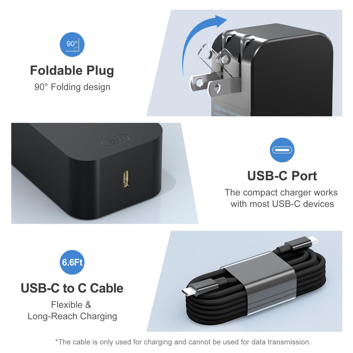 Yodzgaco 45W USB-C charger ready for Surface Go on the go.