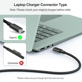 Yodzgaco 45W USB-C charger showing compatibility with Surface Laptop and Pro.