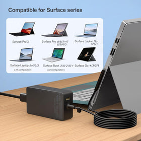 Yodzgaco 65W charger side view emphasizes compact design for travel
