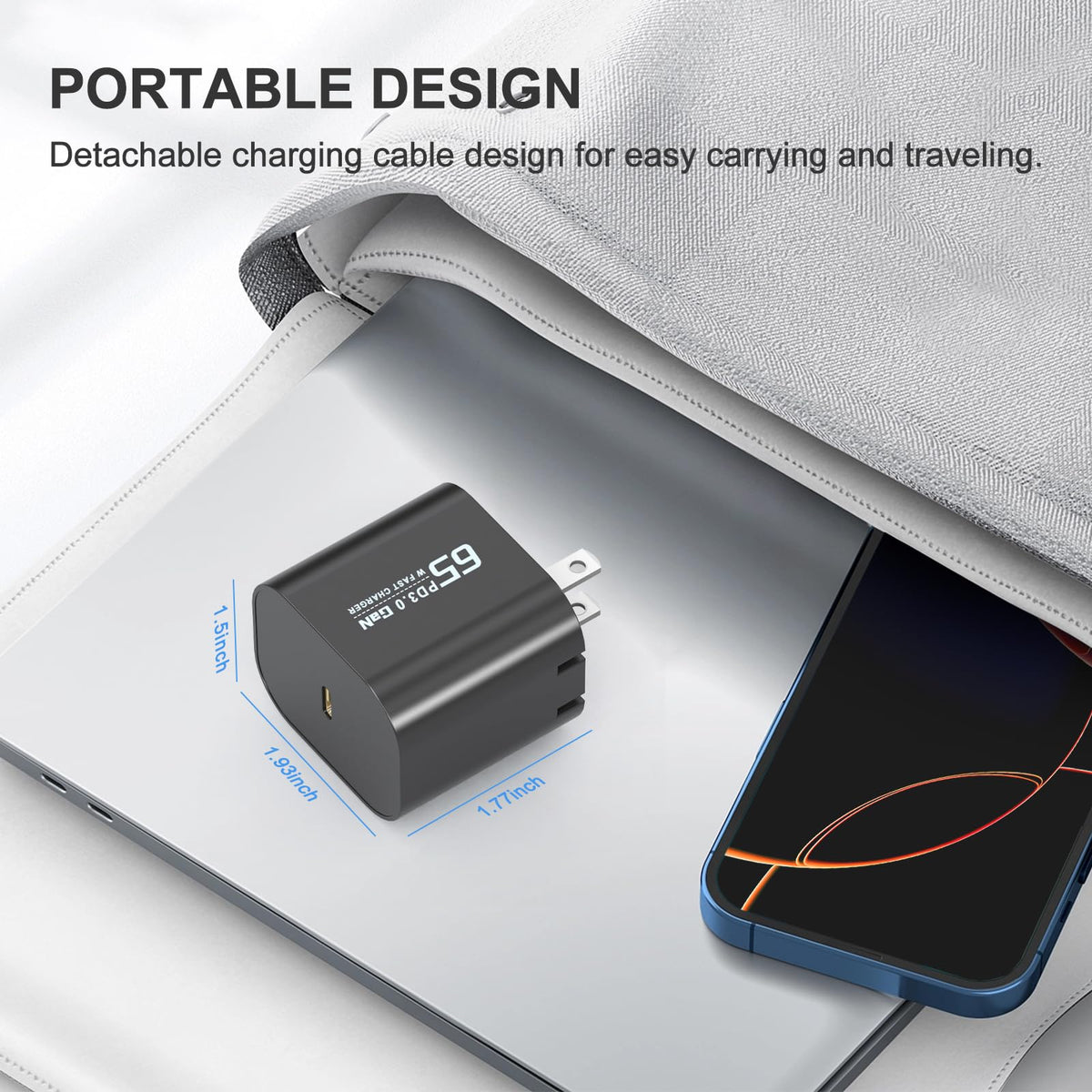 Yodzgaco foldable plug side detail showing travel-friendly compactness