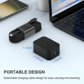 Yodzgaco USB-C charger highlighting safety protections during charging.