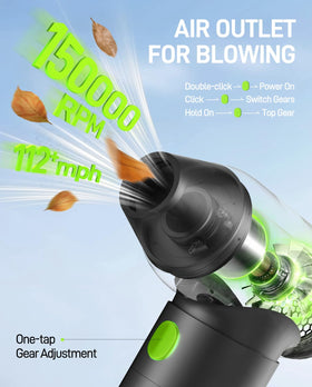 YOFIGO 150000 RPM motor detail emphasizes high-speed airflow for stubborn debris.