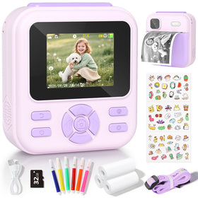 YOHOOLYO Kids Camera Instant Print purple front view, ideal for quick memory keepsakes.