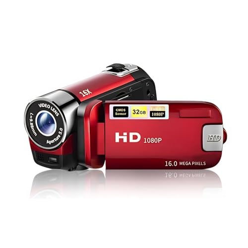 Yoidesu camera front view showing lens and red body, ideal for portable shooting