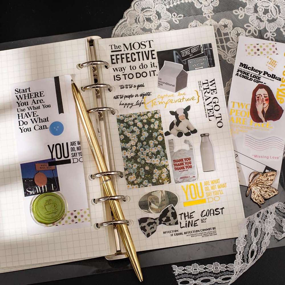 YOKSAS stickers applied on journal spread adding elegant quotes and organizing pages