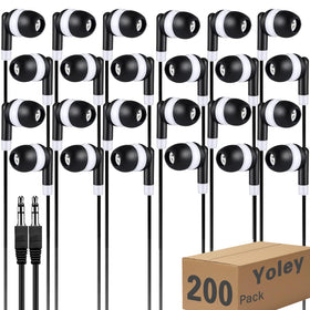 Yoley 200-pack classroom earbuds packaging for easy school distribution