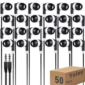 Yoley bulk earbuds, individually packaged for classroom distribution and inventory.