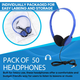 Yoley bulk headphones for schools with durable 3.5mm plug.